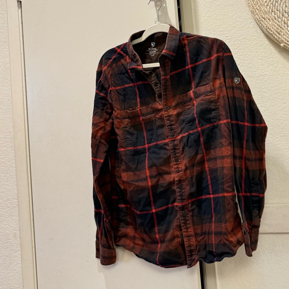 Kuhl plaid button down long sleeve shirt medium